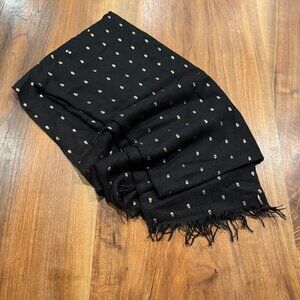Printed Village black scarf with gold skull print